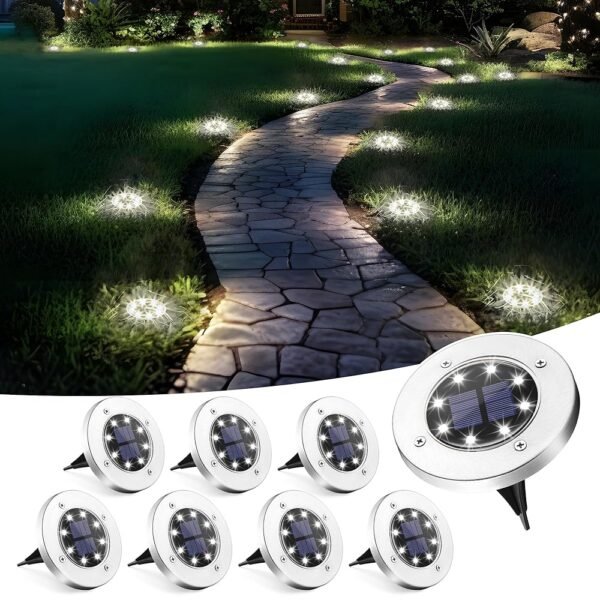 SOLPEX Solar Lights Outdoor Waterproof, 8 Pack Solar Ground Lights, Solar Garden Lights Landscape Lighting for Pathway Driveway Patio Backyard Walkway (Cool White)