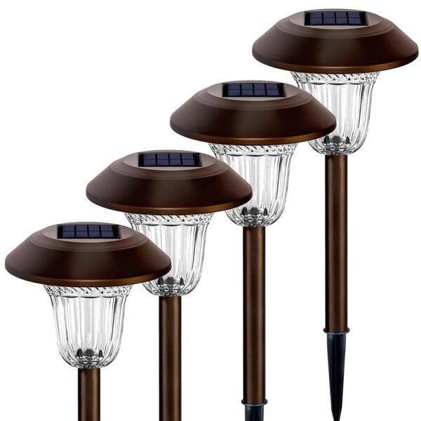 SOLPEX Solar Path Lights, 4 Pack High Lumen Solar Garden Lights, Solar Powered Waterproof Pathway Lights, Automatic Led Warm White Solar Yard Lights for Driveway, Walkway,...