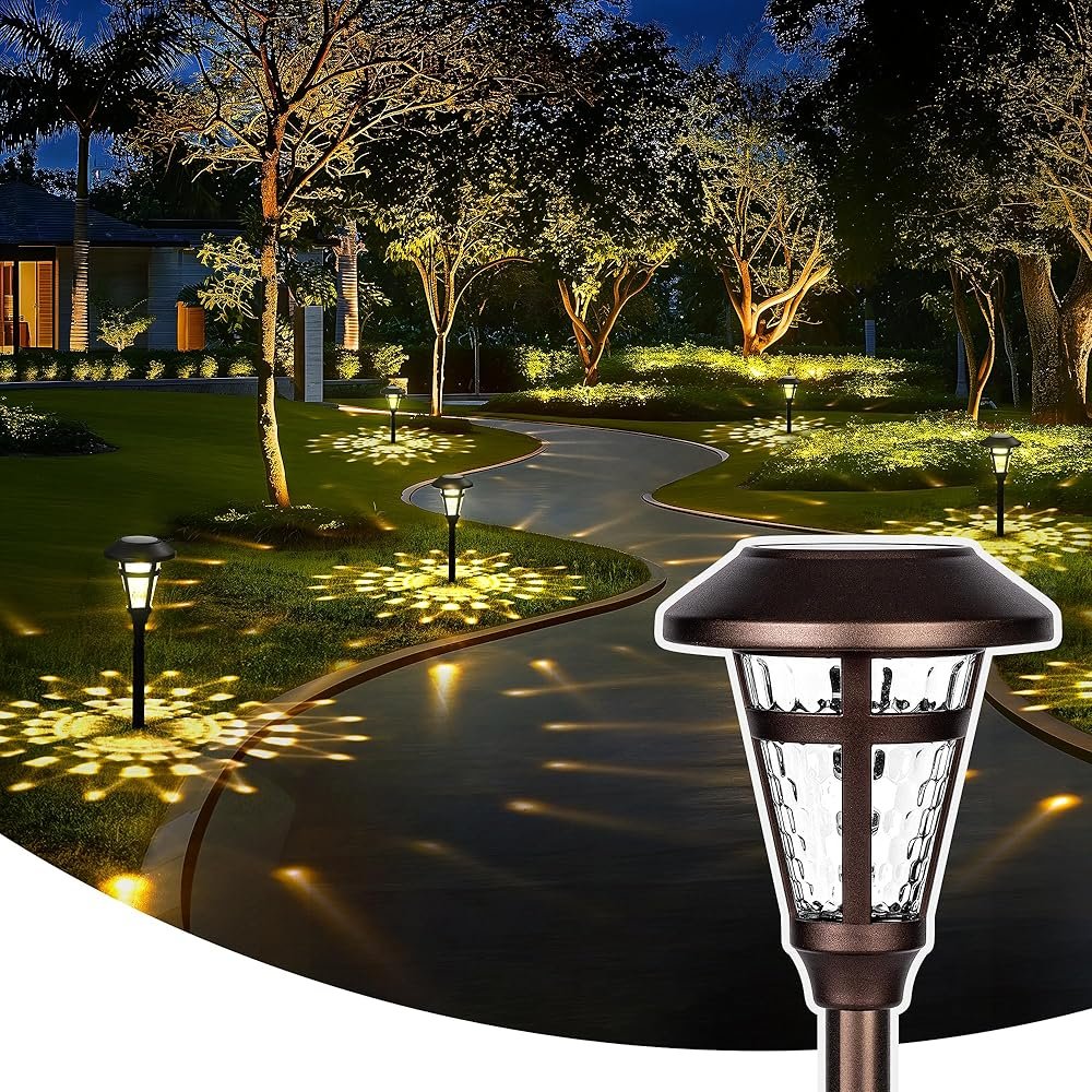Solpex Solar Pathway Lights Outdoor, 6 Pack Bronze Finshed Waterproof Solar Garden Lights for Lawn, Patio, Yard, Garden, Pathway, Walkway and Driveway