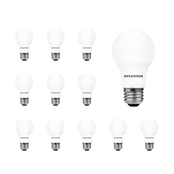 SYLVANIA LED A19 Light Bulb, 60W Equivalent, Efficient 8.5W, 800 Lumens, Frosted, 5000K, Daylight - 12 Pack (74470)