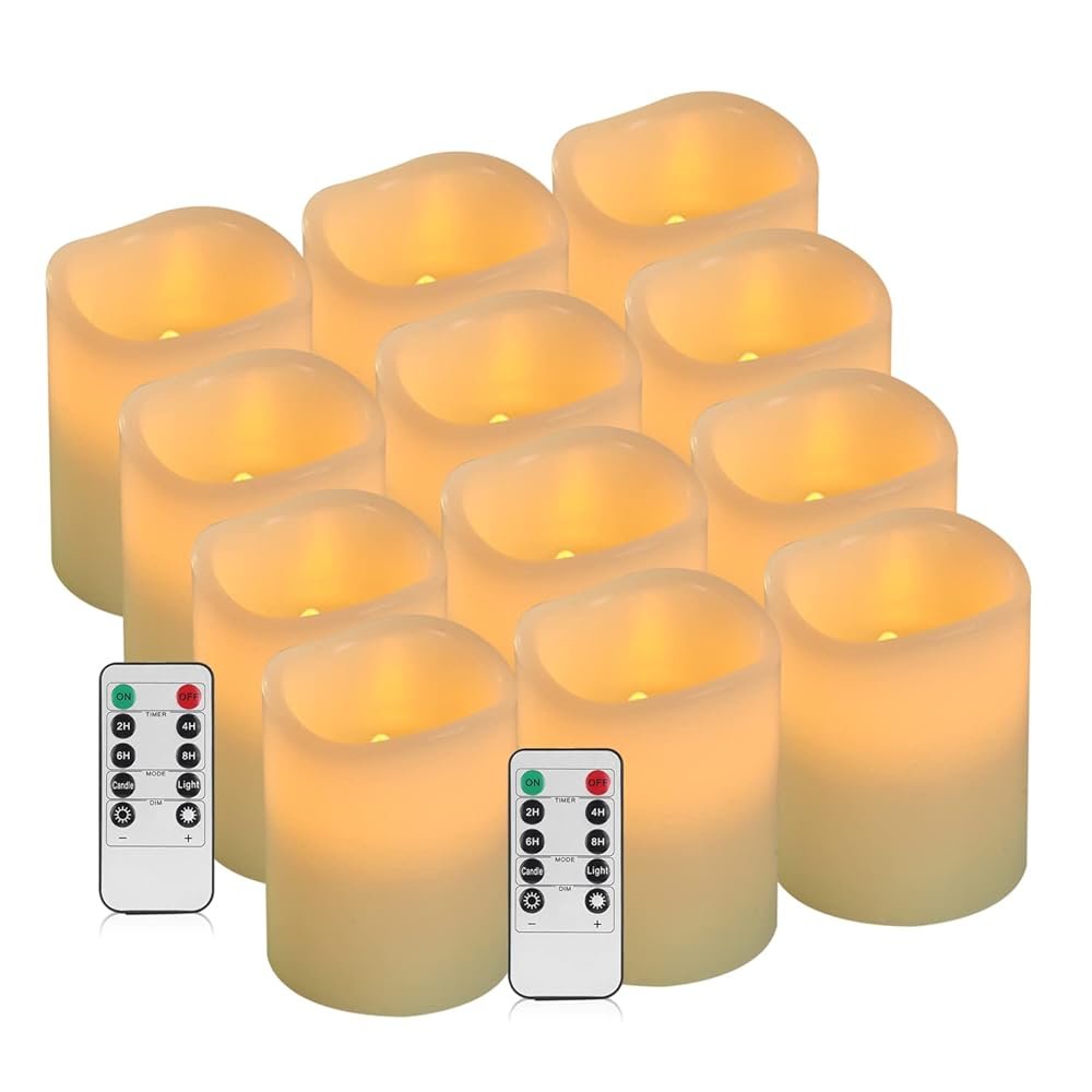 Vinkor Flameless Candles (Ivory Set of 12 (D: 3" x H: 4"))
